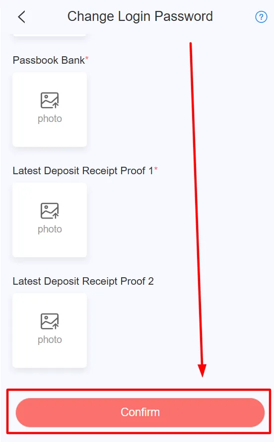 Verify all entered details and click Confirm to submit the request